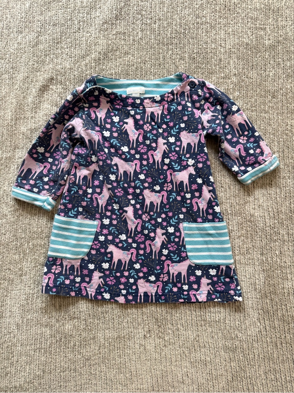 JoJo Maman Bébé 6-12M Unicorn Floral Reversible Cotton Dress